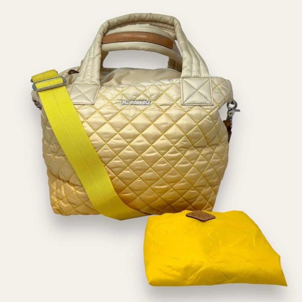 MZ Wallace Sutton Deluxe Small Quilted Gradient Sunflower Yellow Travel Bag